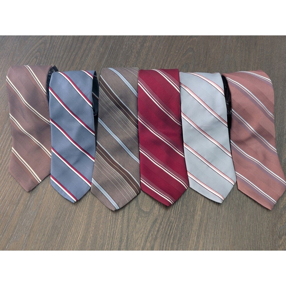 VTG Mervyns Mens Necktie Stripe Silk Blend Business Classic Dadcore LOT OF 6 EUC